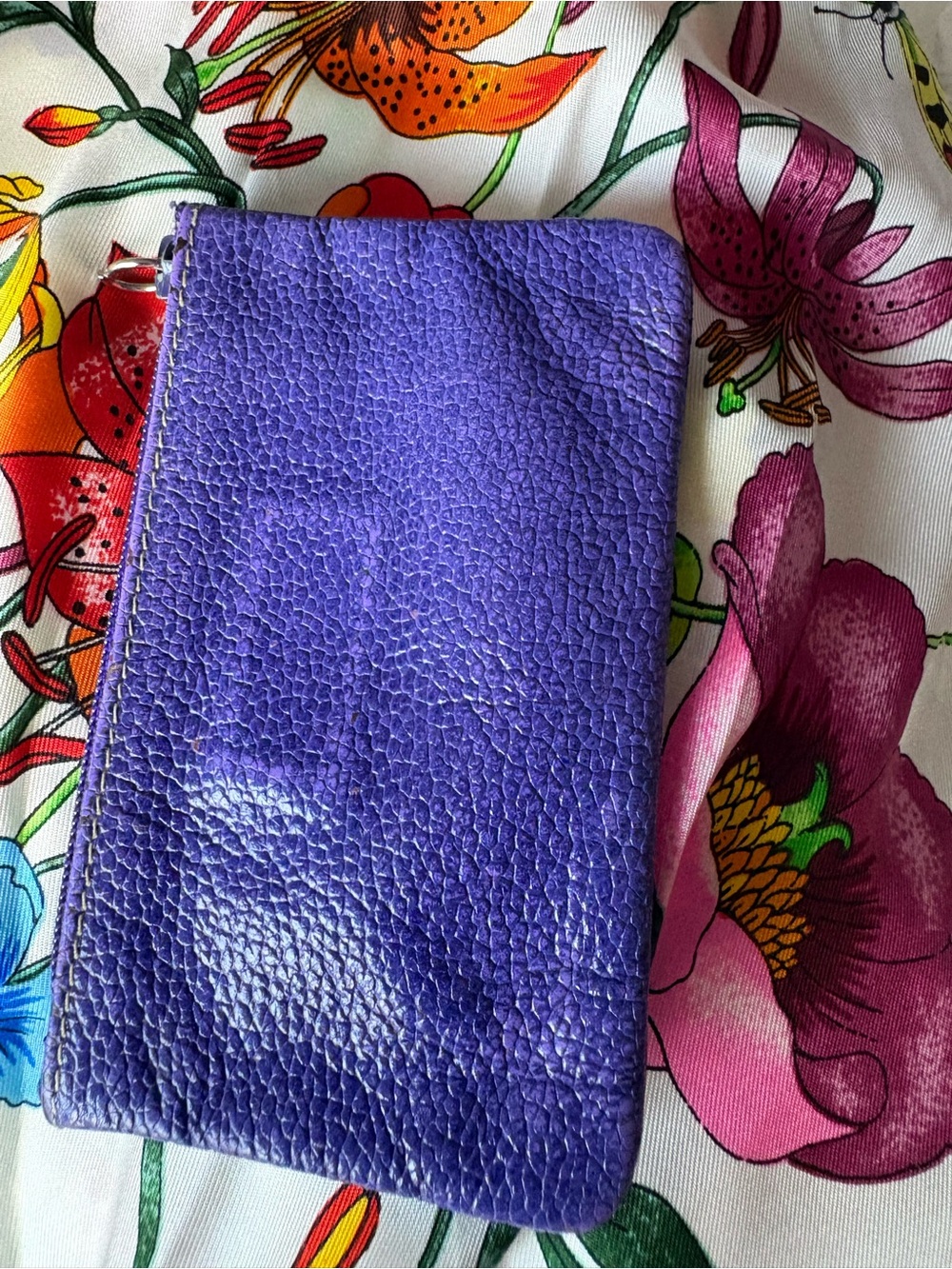 Saks fifth avenue vintage Purple Leather Passport or Card Holder no zipper pull